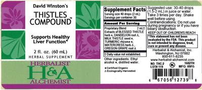 Photo of the Herbalist & Alchemist David Winston's Thistles Compound label