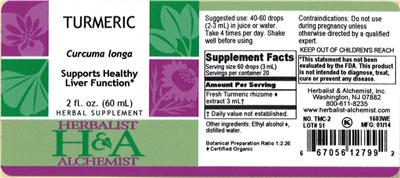 Photo of the Herbalist & Alchemist Turmeric label