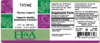 Photo of the Herbalist & Alchemist Thyme label