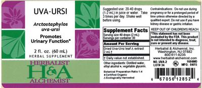 Photo of the Herbalist & Alchemist Uva-Ursi label