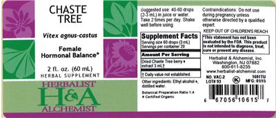 Photo of the Herbalist & Alchemist Chaste Tree label