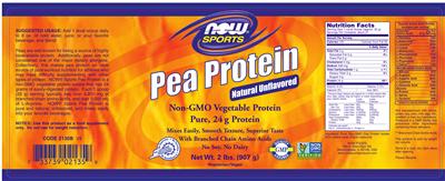 Photo of the NOW Sports Pea Protein Natural Unflavored label