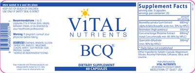 Photo of the Vital Nutrients BCQ label