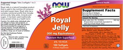 Photo of the NOW Royal Jelly label