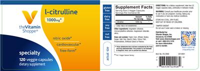 Photo of the The Vitamin Shoppe L-Citrulline 1000 mg label