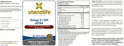 Photo of the Xtendlife Omega 3 / QH Ultra label