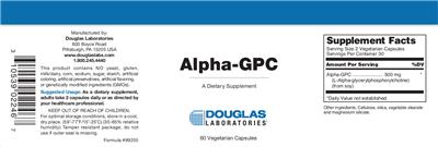 Photo of the Douglas Laboratories Alpha-GPC label