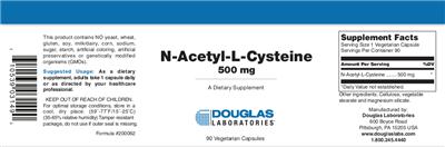 Photo of the Douglas Laboratories N-Acetyl-L-Cysteine 500 mg label