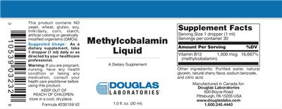 Photo of the Douglas Laboratories Methylcobalamin Liquid label