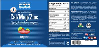 Photo of the Trace Minerals Research Cal/Mag/Zinc Strawberry Flavor label