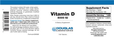 Photo of the Douglas Laboratories Vitamin D 5000 IU label