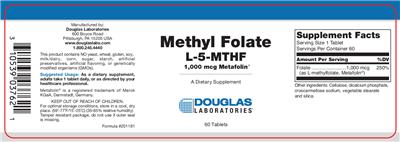 Photo of the Douglas Laboratories Methyl Folate L-5-MTHF label