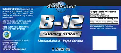 Photo of the Pure Advantage B-12 label