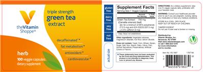 Photo of the The Vitamin Shoppe Green Tea Extract Triple Strength label