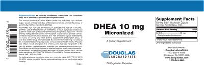 Photo of the Douglas Laboratories DHEA 10 mg Micronized label