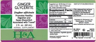Photo of the Herbalist & Alchemist Ginger Glycerite label