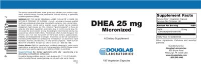 Photo of the Douglas Laboratories DHEA 25 mg Micronized label