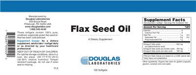Photo of the Douglas Laboratories Flax Seed Oil label