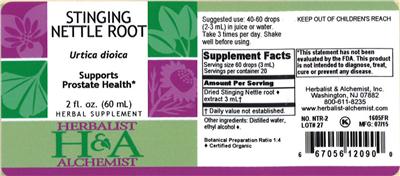 Photo of the Herbalist & Alchemist Stinging Nettle Root label