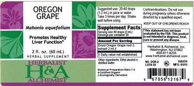 Photo of the Herbalist & Alchemist Oregon Grape label