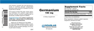 Photo of the Douglas Laboratories Germanium 150 mg label
