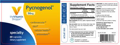 Photo of the The Vitamin Shoppe Pycnogenol 50 mg label