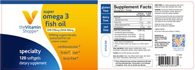 Photo of the The Vitamin Shoppe Super Omega 3 Fish Oil label