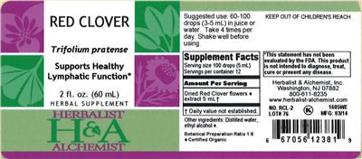 Photo of the Herbalist & Alchemist Red Clover label