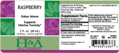 Photo of the Herbalist & Alchemist Raspberry label