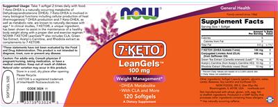 Photo of the NOW 7-KETO LeanGels 100 mg label
