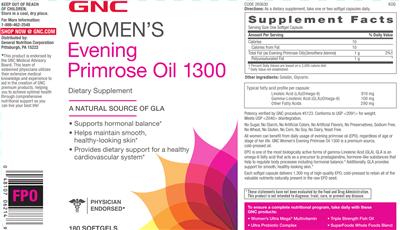 Photo of the GNC Women's Evening Primrose Oil 1300 label