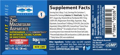 Photo of the Trace Minerals Research Liquid Zinc Magnesium Aspartate Natural Berry Flavor label