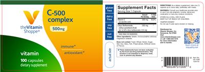 Photo of the The Vitamin Shoppe C-500 Complex 500 mg label
