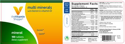 Photo of the The Vitamin Shoppe Multi Minerals With Boron & Vitamin D label