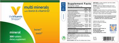 Photo of the The Vitamin Shoppe Multi Minerals With Boron & Vitamin D label