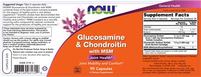 Photo of the NOW Glucosamine & Chondroitin With MSM label