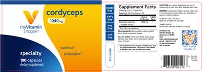 Photo of the The Vitamin Shoppe Cordyceps 1040 mg label