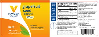 Photo of the The Vitamin Shoppe Grapefruit Seed Extract 125 mg label