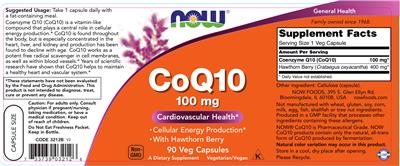 Photo of the NOW CoQ10 100 mg label
