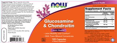 Photo of the NOW Glucosamine & Chondroitin label