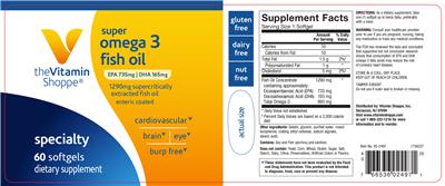 Photo of the The Vitamin Shoppe Super Omega 3 Fish Oil label