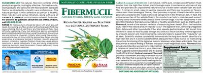 Photo of the ProCaps Laboratories Fibermucil label