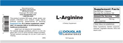 Photo of the Douglas Laboratories L-Arginine label