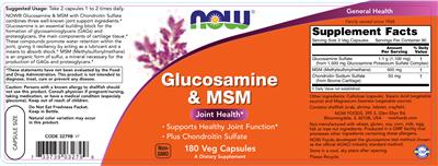 Photo of the NOW Glucosamine & MSM label