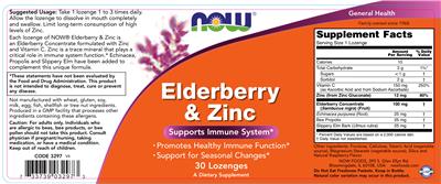 Photo of the NOW Elderberry & Zinc label