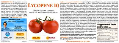 Photo of the ProCaps Laboratories Lycopene 10 label
