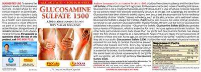 Photo of the ProCaps Laboratories Glucosamine Sulfate 1500 label