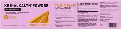 Photo of the True Athlete Kre-Alkalyn Powder label