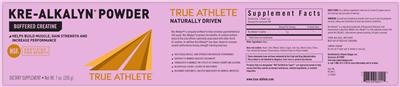 Photo of the True Athlete Kre-Alkalyn Powder label