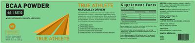 Photo of the True Athlete BCAA Powder label